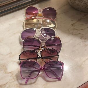 Lot of 6 Chic Women's Sunglasses Set - Purple, Gold, White